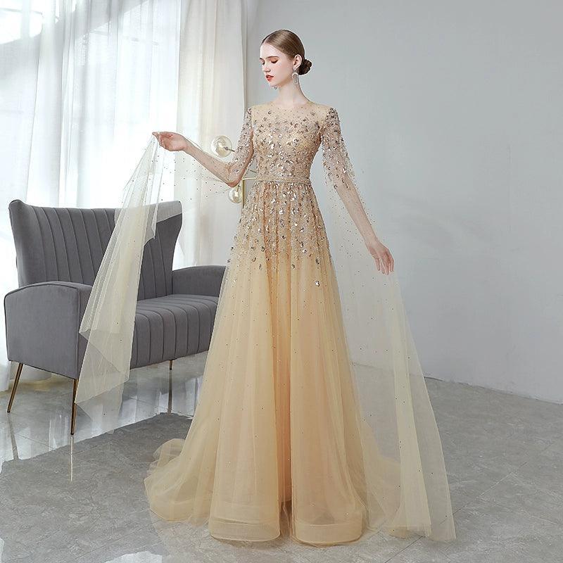 Vestidos de noche largos de corte A para mujer, vestidos de fiesta con cuentas, vestidos formales para mujer 