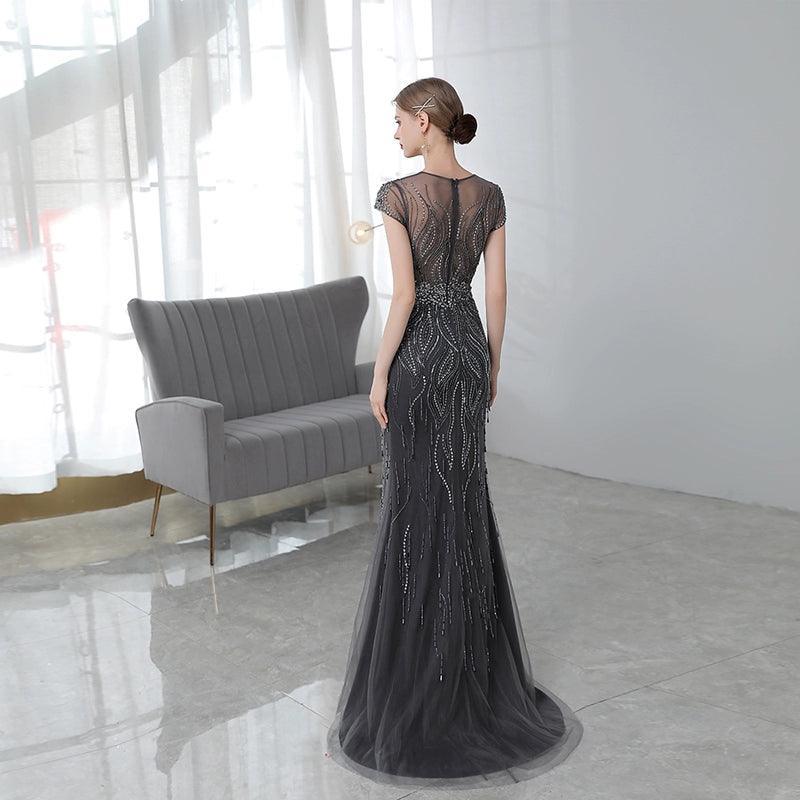Women's Mermaid Evening Dress Long Prom Dresses Sleeveless for Women Beaded Formal Dresses
