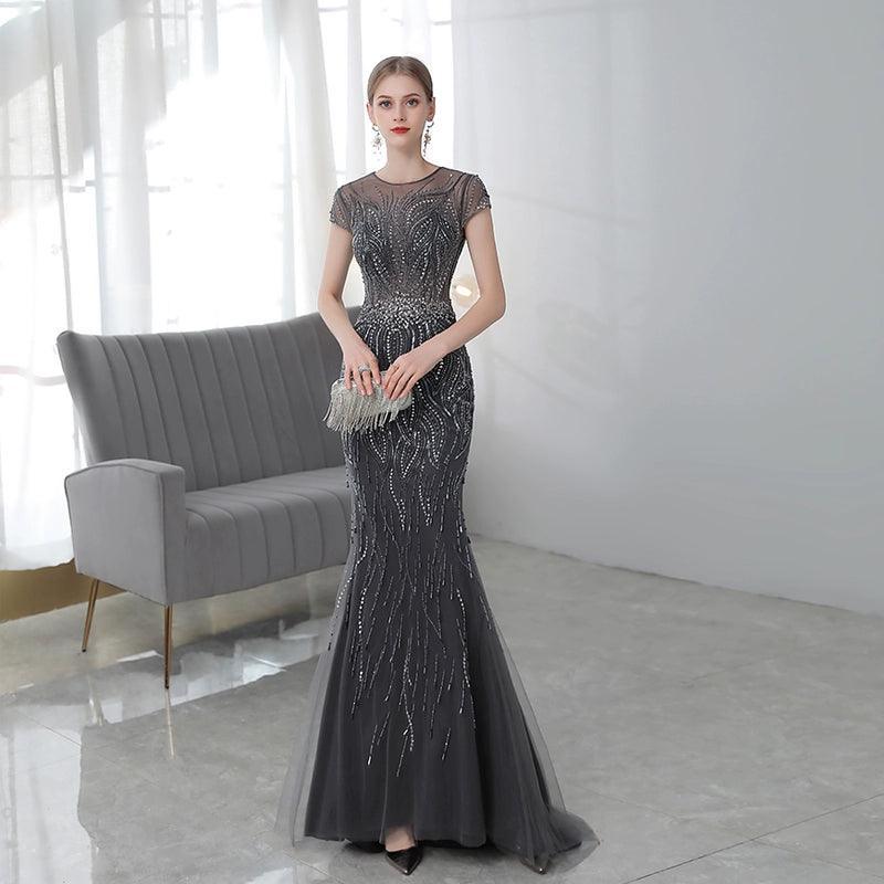 Women's Mermaid Evening Dress Long Prom Dresses Sleeveless for Women Beaded Formal Dresses
