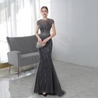 Women's Mermaid Evening Dress Long Prom Dresses Sleeveless for Women Beaded Formal Dresses