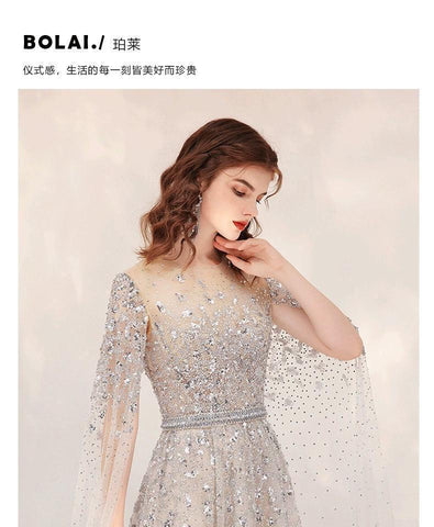 Robe de soirée sexy pour femme, robe longue de soirée perlée 