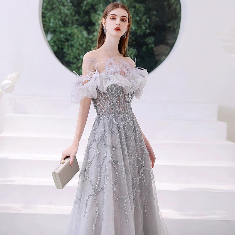Baoleely Women's A-Line Evening Dress Beaded Sexy Prom Dresses Long Formal Dresses for Women