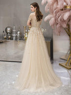 Vestido de noche dorado, elegante y de alta calidad, largo de fiesta. 