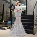 Baoleely Women's Mermaid Evening Dress Long Formal Dresses Sexy Beaded Prom Dresses for Women