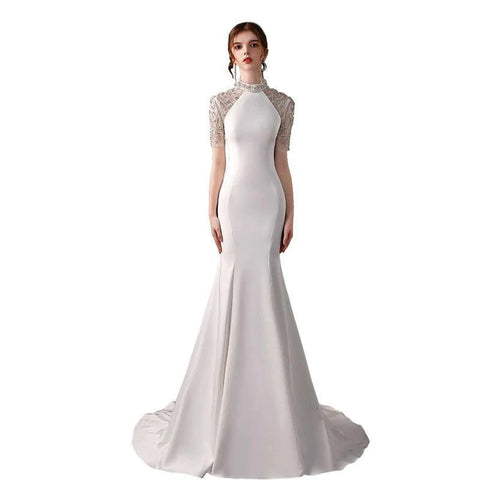 Robe de soirée sirène longue et sexy pour femme, tenue de bal perlée 