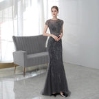 Women's Mermaid Evening Dress Long Prom Dresses Sleeveless for Women Beaded Formal Dresses
