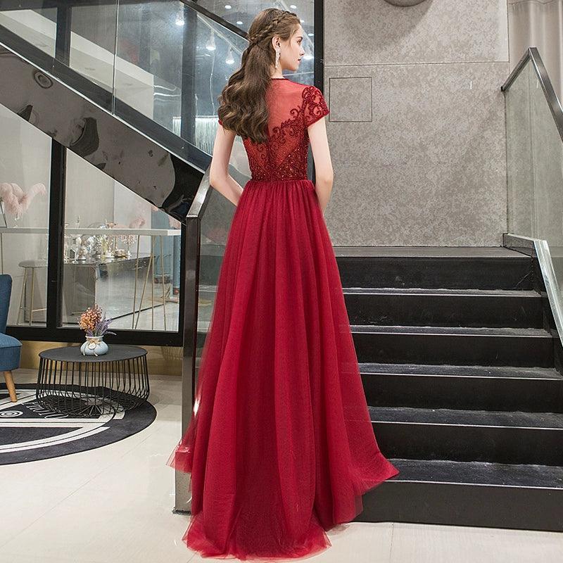 Women's A-Line Evening Dress Sexy Prom Dresses Beaded Formal Dresses for Women
