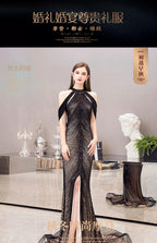 Robe de soirée sexy pour femme, robe de soirée longue perlée, robe de bal pour femme 
