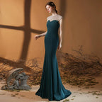 Robe de soirée sirène pour femme 2024, robes de bal, nouvelles robes de mariée sans manches pour fête de mariage 