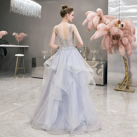 Vestido de noche sexy para mujer, corte A, vestido de fiesta, vestido formal con cuentas, sin mangas. 