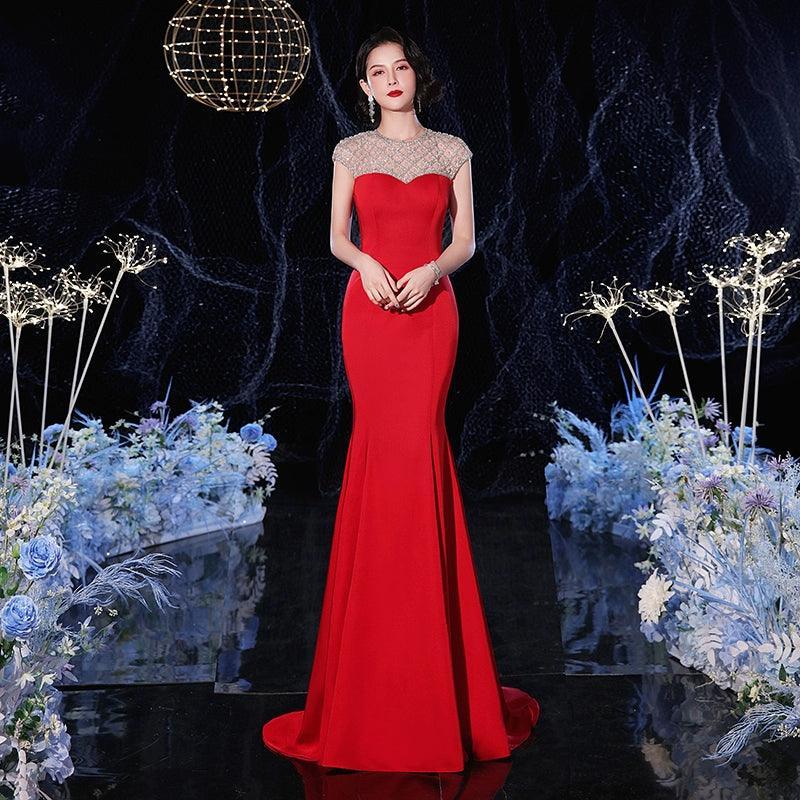 Robe de soirée sirène pour femme 2024, robes de bal, nouvelles robes de mariée sans manches pour fête de mariage 
