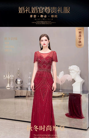 Vestidos de noche de corte A para mujer, vestidos de fiesta sexys, vestidos formales con cuentas para mujer 