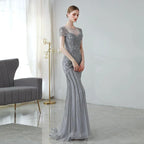 Women's Mermaid Evening Dress Long Sexy Prom Dresses Sleeveless Beaded Formal Dresses