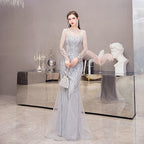 Women's Mermaid Evening Dress Long Prom Dresses Beaded Formal Dresses for Women