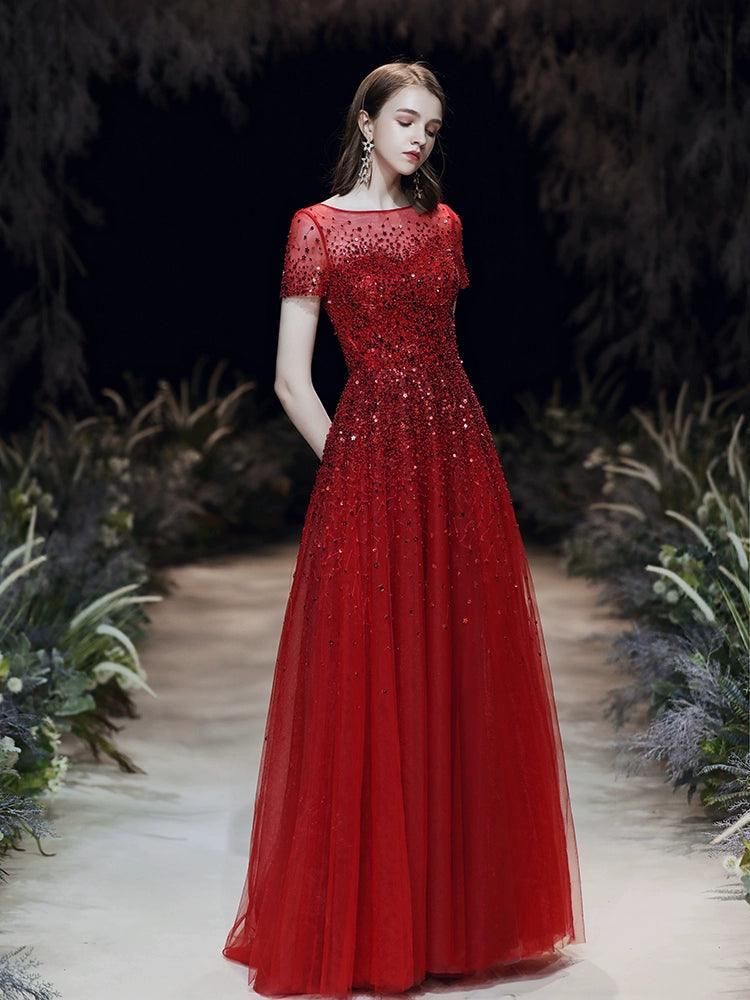 Vestidos de noche de corte A para mujer, vestidos de fiesta sexys para mujer, vestidos formales con cuentas para mujer 
