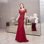 Women's A-Line Evening Dress Sexy Prom Dresses Beaded Formal Dresses for Women