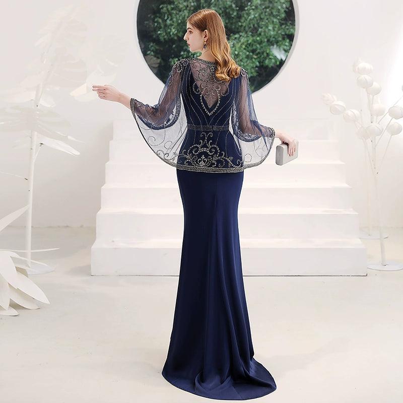 Robe de soirée sirène sexy pour femme, robe de bal perlée, robe longue de soirée 