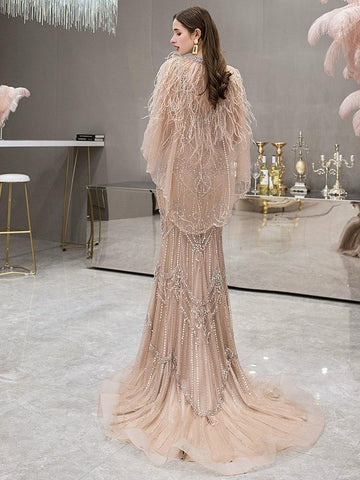 Vestido de noche de sirena para mujer, vestido de fiesta sexy con cuentas, vestido largo formal 