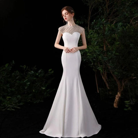 Robe de soirée sirène pour femme 2024, robes de bal, nouvelles robes de mariée sans manches pour fête de mariage 