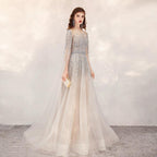 Women's Sexy Evening Dress Long Formal Dresses Beaded Prom Dresses for Women