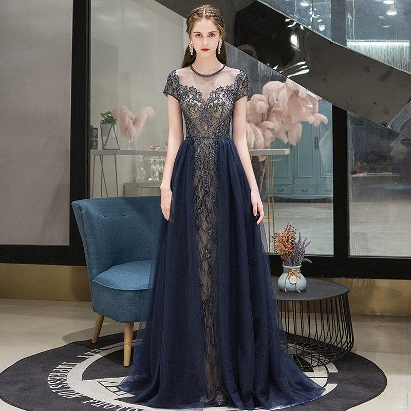 Women's A-Line Evening Dress Sexy Prom Dresses Beaded Formal Dresses for Women