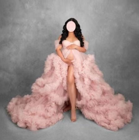 Ropa de maternidad para fotos, bata de mañana de un solo hombro, muy vendida.
