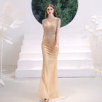 Robe de soirée sirène sexy pour femme, robe de bal longue et élégante avec perles 