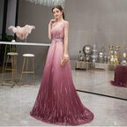 Robe de soirée trapèze sexy pour femme, sans manches, avec perles 