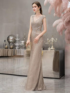 Vestido de noche de sirena para mujer, vestido de fiesta sexy para mujer, vestido largo formal con cuentas, sin mangas 