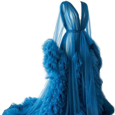 Falda larga de malla fina para maternidad, ropa de estudio fotográfico, bata sexy de mañana