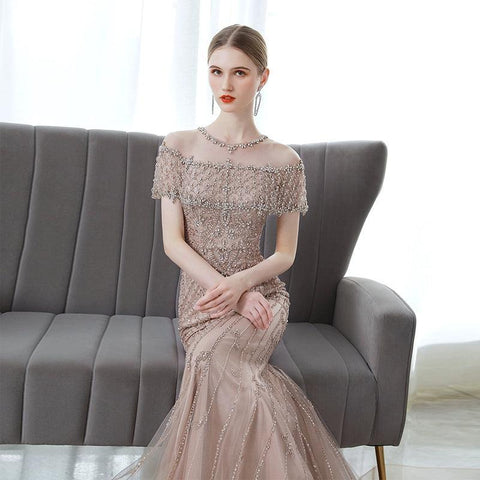 Women's Mermaid Prom Dresses Long Evening Dress for Women Beaded Formal Dresses