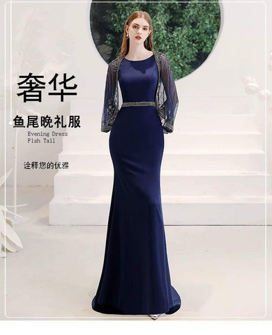 Robe de soirée sirène sexy pour femme, robe de bal perlée, robe longue de soirée 