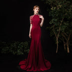 Vestido de noche largo de sirena para mujer, sexy, para baile de graduación, vestido formal con cuentas 