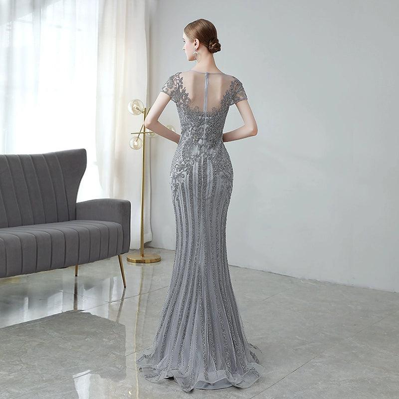 Women's Mermaid Evening Dress Long Sexy Prom Dresses Sleeveless Beaded Formal Dresses