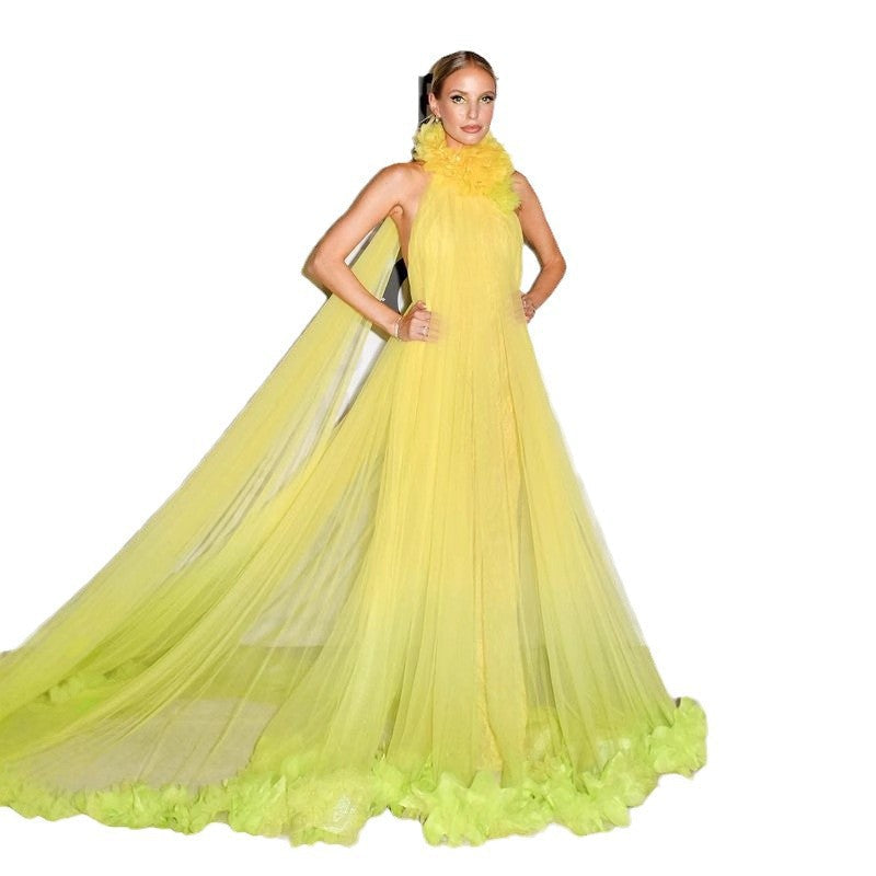 Robe longue décolletée dos nu, robe en tulle, robe de maternité, robe de bal, robe de mariée, robe de matinée, robe intime