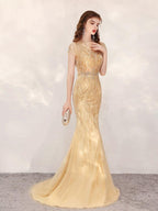 Vestido de noche de sirena para mujer, vestido de fiesta sexy con cuentas, vestido largo formal para mujer 