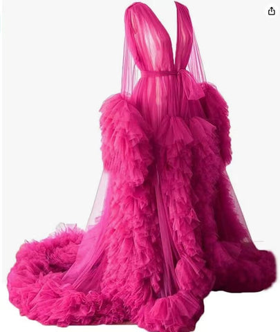 Falda larga de malla fina para maternidad, ropa de estudio fotográfico, bata sexy de mañana