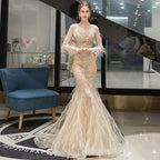 Baoleely Women's Mermaid Evening Dress Long Formal Dresses Sexy Beaded Prom Dresses for Women