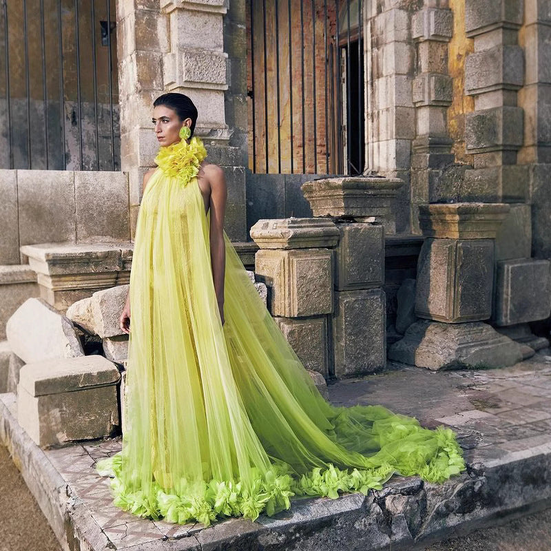 Robe longue décolletée dos nu, robe en tulle, robe de maternité, robe de bal, robe de mariée, robe de matinée, robe intime