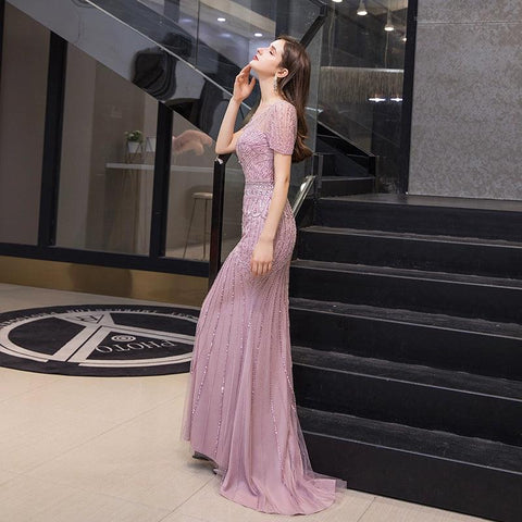 Robe de soirée trapèze Baoleely pour femme, robe de bal sexy, robe de soirée perlée 