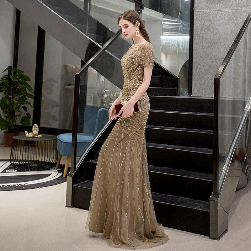 Vestidos de noche de sirena para mujer, vestidos de fiesta con cuentas, vestidos largos de gala 