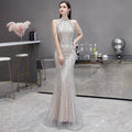 Baoleely Mermaid Prom Dresses Sleeveless Evening Dress Beaded Sexy Formal Dress for Women