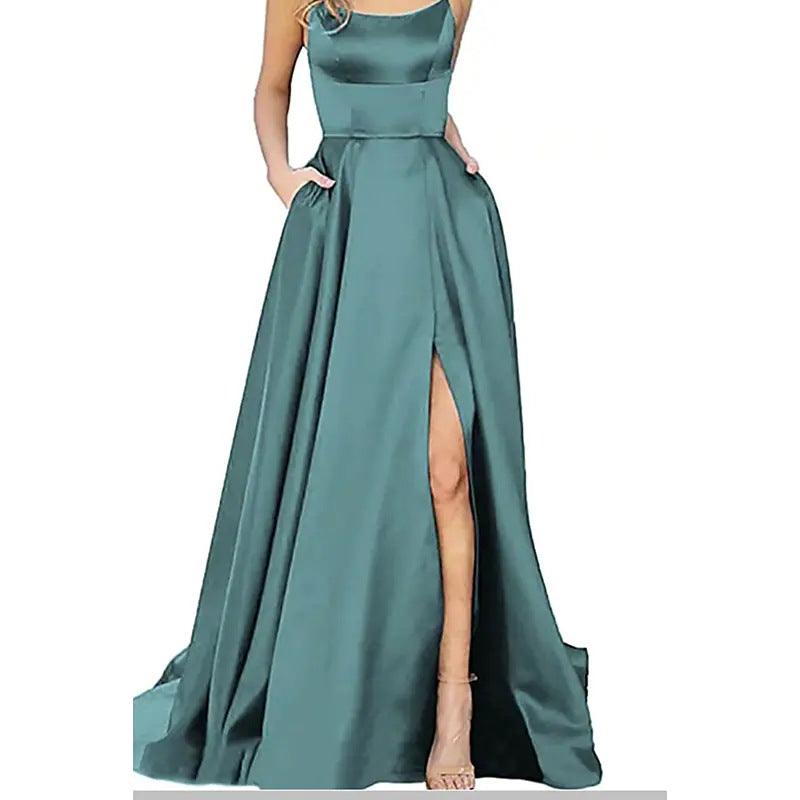 Robe de soirée longue en velours bleu roi, asymétrique, robe de soirée formelle