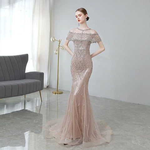 Women's Mermaid Prom Dresses Long Evening Dress for Women Beaded Formal Dresses