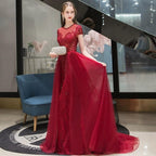 Women's A-Line Evening Dress Sexy Prom Dresses Beaded Formal Dresses for Women