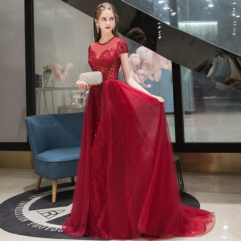 Women's A-Line Evening Dress Sexy Prom Dresses Beaded Formal Dresses for Women