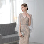 Robe de soirée sirène pour femme, robe de soirée longue perlée, robe de bal 