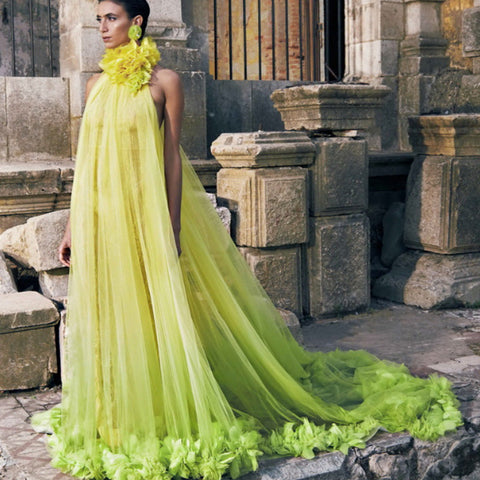 Vestido largo con escote pronunciado y espalda descubierta, bata de tul, vestido de maternidad, vestido de graduación, bata de novia para la mañana, vestido privado