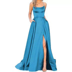 Robe de soirée longue en velours bleu roi, asymétrique, robe de soirée formelle