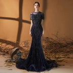 Vestido de noche de sirena para mujer, vestido de fiesta sexy con cuentas, vestido largo formal para mujer 